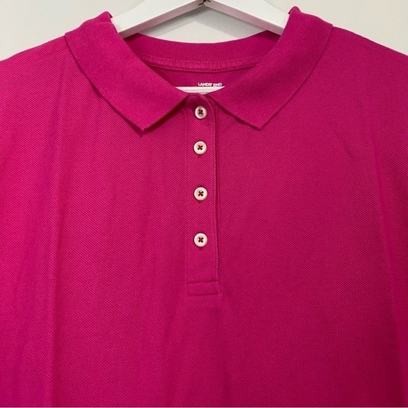 Lands’ End Women’s Plus Size Button Collared Polo Shirt Fuchsia Pink NWOT - Picture 2 of 8
